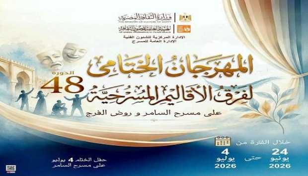 مسرح قصر ثقافة روض الفرج يستضيف عرض “الغجري” في ختام مهرجان فرق الأقاليم المسرحية
