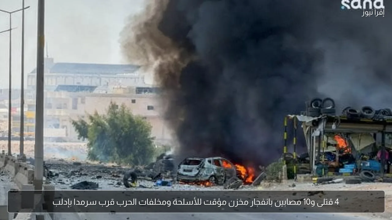 4 قتلى و10 مصابين بانفجار مخزن مؤقت للأسلحة ومخلفات الحرب قرب سرمدا بإدلب