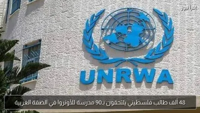 48 ألف طالب فلسطيني يلتحقون بـ90 مدرسة للأونروا في الضفة الغربية