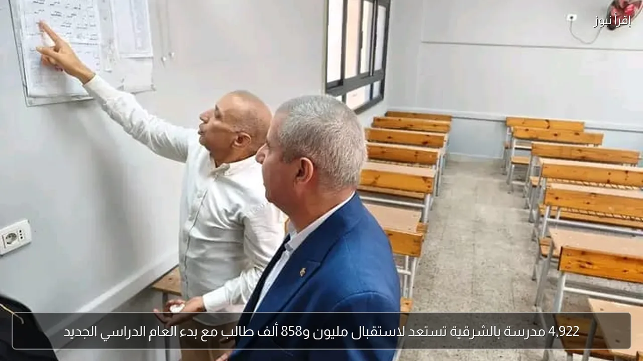 4,922 مدرسة بالشرقية تستعد لاستقبال مليون و858 ألف طالب مع بدء العام الدراسي الجديد