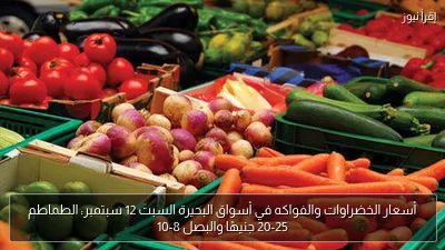 أسعار الخضراوات والفواكه في أسواق البحيرة السبت 12 سبتمبر: الطماطم 20-25 جنيهًا والبصل 8-10