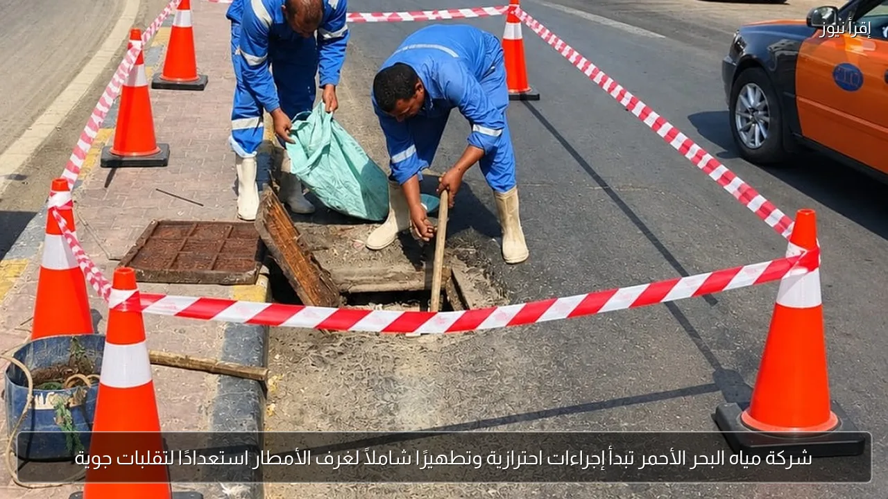 شركة مياه البحر الأحمر تبدأ إجراءات احترازية وتطهيرًا شاملًا لغرف الأمطار استعدادًا لتقلبات جوية