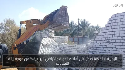 البحيرة: إزالة 185 تعديًا على أملاك الدولة والأراضي الزراعية ضمن موجة إزالة التعديات