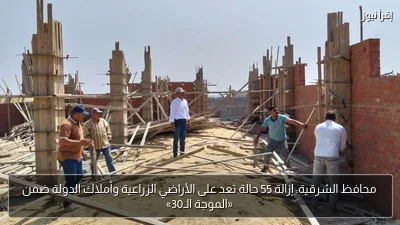 محافظ الشرقية: إزالة 55 حالة تعد على الأراضي الزراعية وأملاك الدولة ضمن «الموجة الـ30»