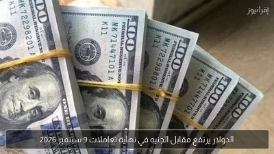 الدولار يرتفع مقابل الجنيه في نهاية تعاملات 9 سبتمبر 2026