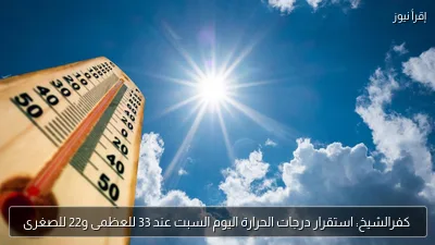 كفرالشيخ: استقرار درجات الحرارة اليوم السبت عند 33 للعظمى و22 للصغرى