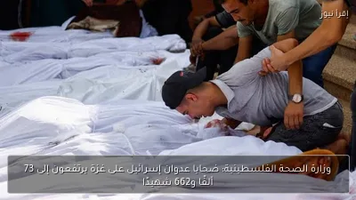 وزارة الصحة الفلسطينية: ضحايا عدوان إسرائيل على غزة يرتفعون إلى 73 ألفًا و662 شهيدًا