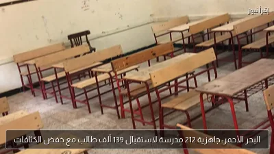 البحر الأحمر: جاهزية 212 مدرسة لاستقبال 139 ألف طالب مع خفض الكثافات