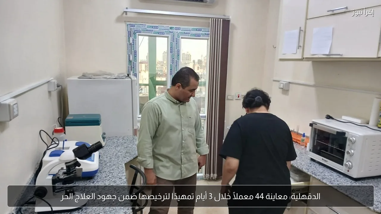 الدقهلية: معاينة 44 معملًا خلال 3 أيام تمهيدًا لترخيصها ضمن جهود العلاج الحر