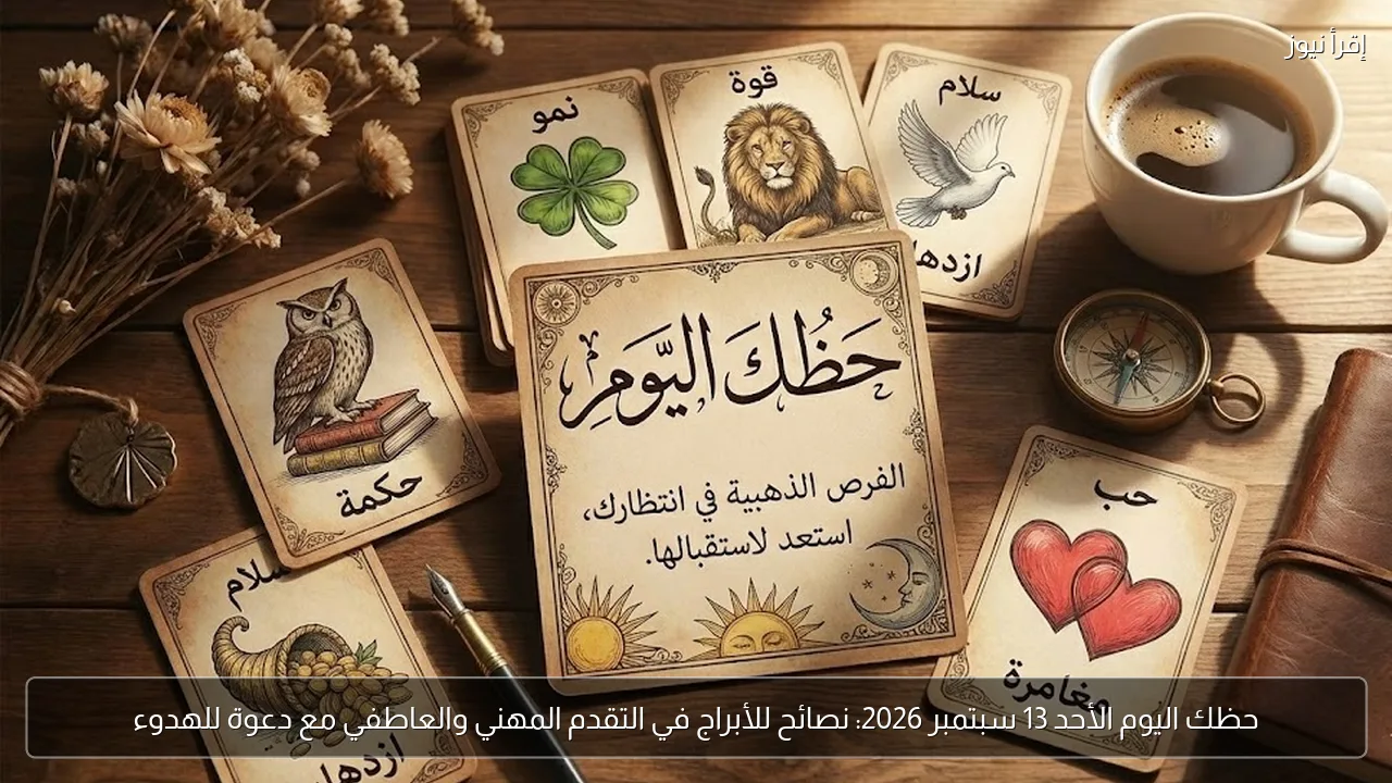 حظك اليوم الأحد 13 سبتمبر 2026: نصائح للأبراج في التقدم المهني والعاطفي مع دعوة للهدوء