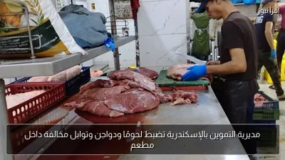 مديرية التموين بالإسكندرية تضبط لحومًا ودواجن وتوابل مخالفة داخل مطعم