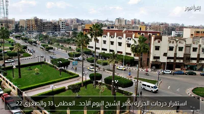 استقرار درجات الحرارة بكفر الشيخ اليوم الأحد.. العظمى 33 والصغرى 22