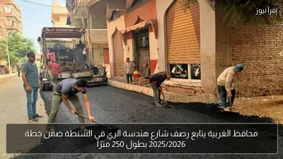 محافظ الغربية يتابع رصف شارع هندسة الري في السنطة ضمن خطة 2025/2026 بطول 250 مترًا
