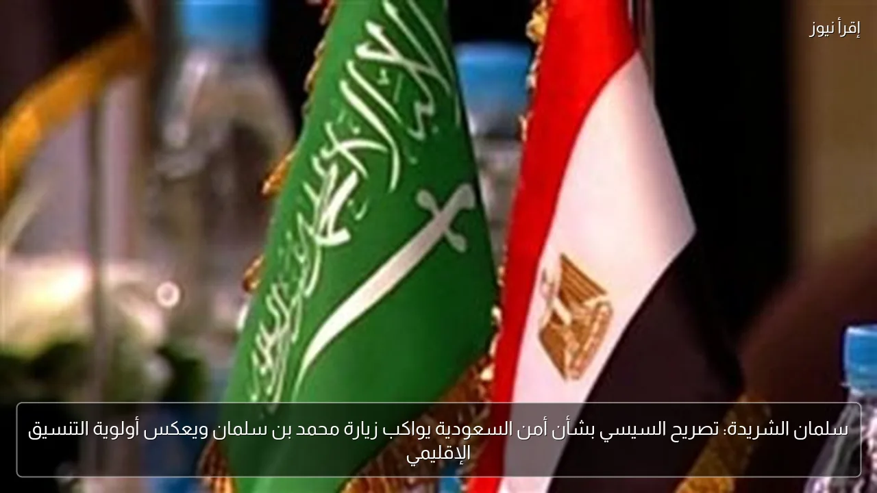 سلمان الشريدة: تصريح السيسي بشأن أمن السعودية يواكب زيارة محمد بن سلمان ويعكس أولوية التنسيق الإقليمي