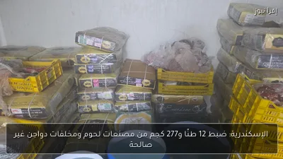 الإسكندرية: ضبط 12 طنًا و277 كجم من مصنعات لحوم ومخلفات دواجن غير صالحة