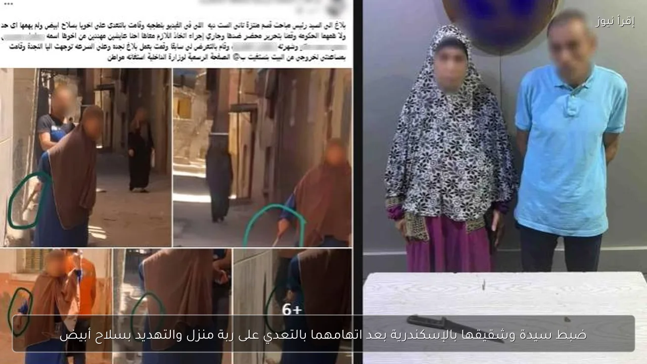 ضبط سيدة وشقيقها بالإسكندرية بعد اتهامهما بالتعدي على ربة منزل والتهديد بسلاح أبيض