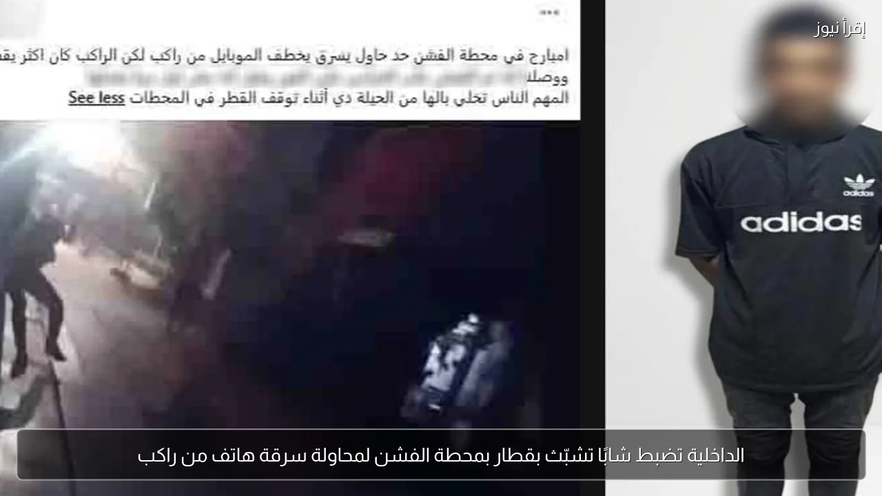 الداخلية تضبط شابًا تشبّث بقطار بمحطة الفشن لمحاولة سرقة هاتف من راكب