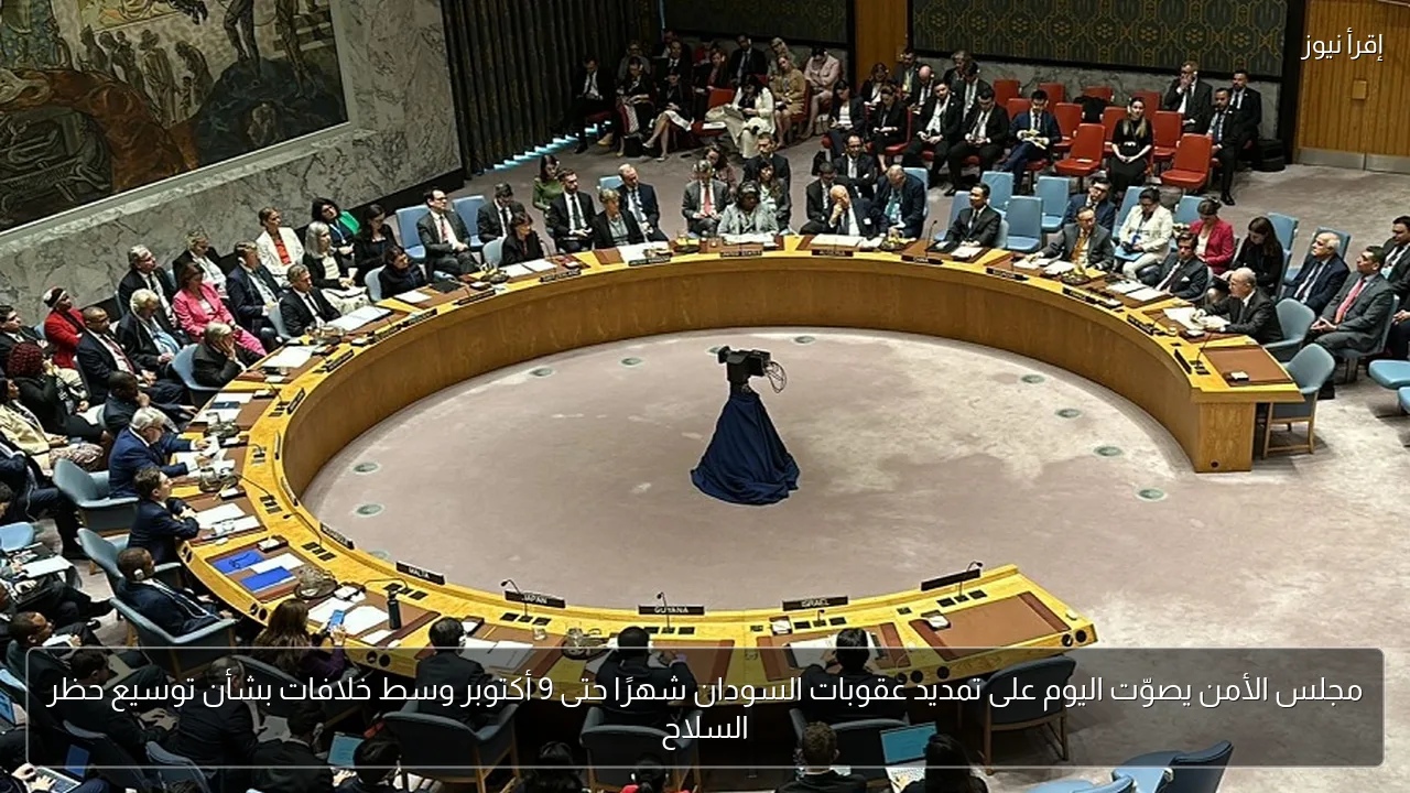 مجلس الأمن يصوّت اليوم على تمديد عقوبات السودان شهرًا حتى 9 أكتوبر وسط خلافات بشأن توسيع حظر السلاح