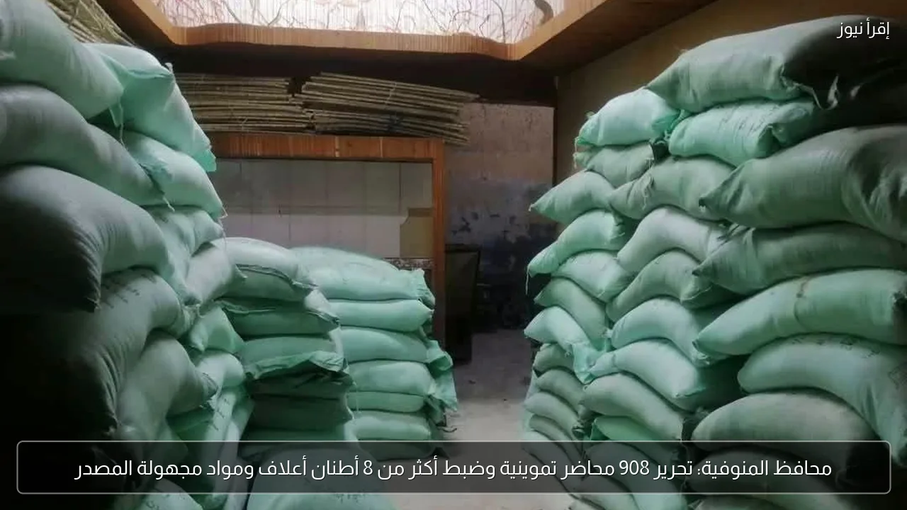 محافظ المنوفية: تحرير 908 محاضر تموينية وضبط أكثر من 8 أطنان أعلاف ومواد مجهولة المصدر