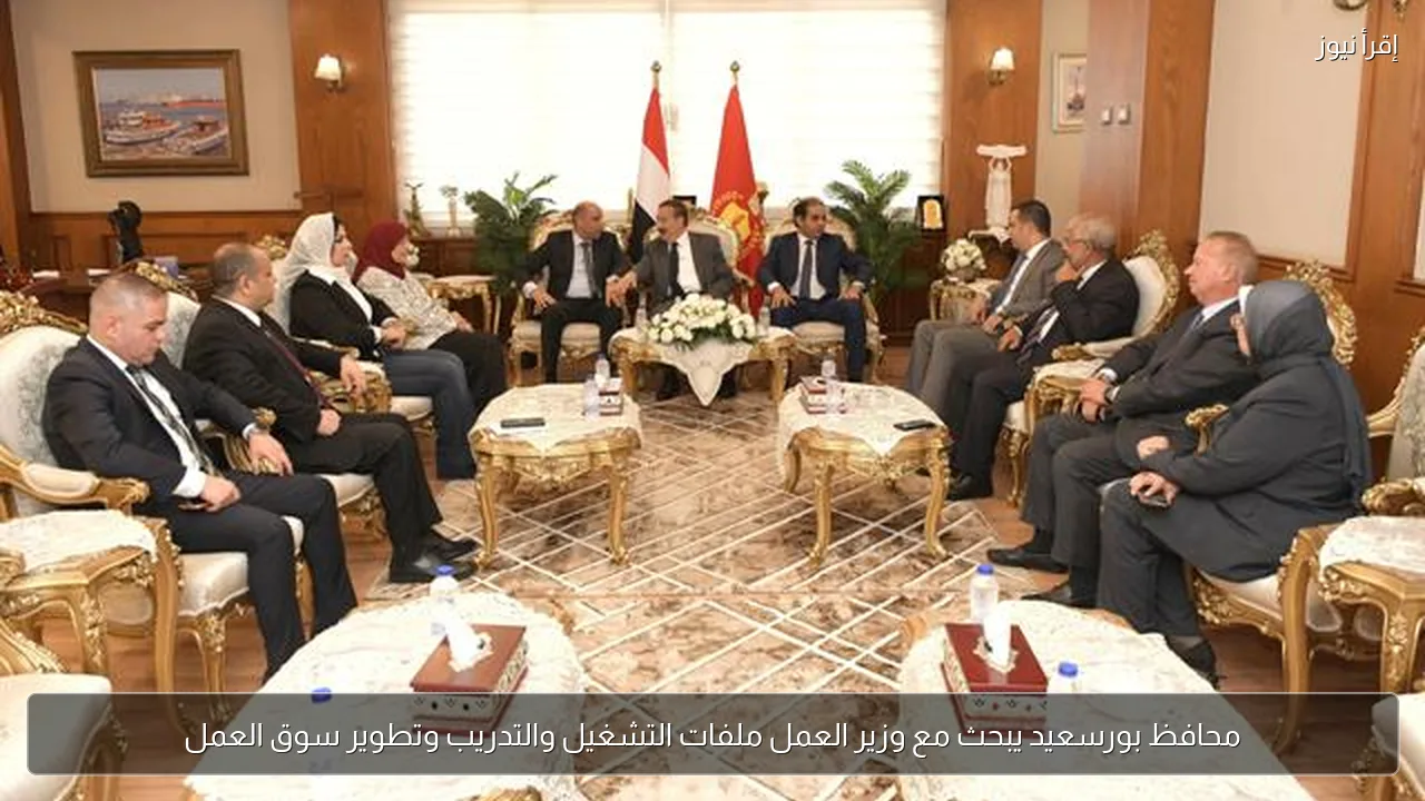 محافظ بورسعيد يبحث مع وزير العمل ملفات التشغيل والتدريب وتطوير سوق العمل