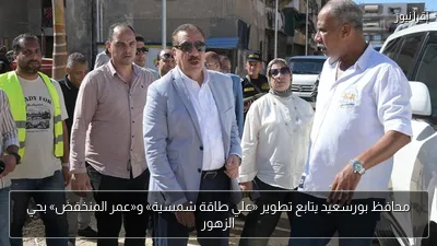 محافظ بورسعيد يتابع تطوير «علي طاقة شمسية» و«عمر المنخفض» بحي الزهور