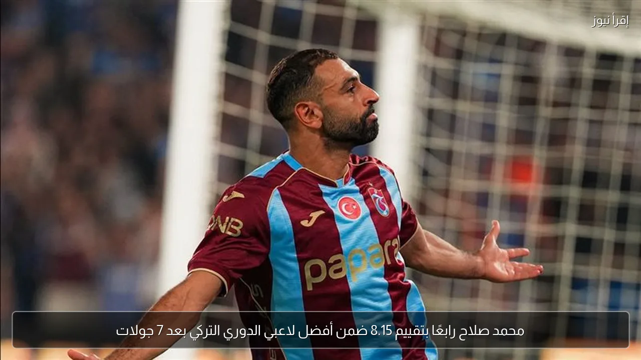 محمد صلاح رابعًا بتقييم 8.15 ضمن أفضل لاعبي الدوري التركي بعد 7 جولات