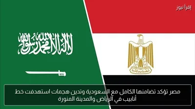 مصر تؤكد تضامنها الكامل مع السعودية وتدين هجمات استهدفت خط أنابيب في الرياض والمدينة المنورة