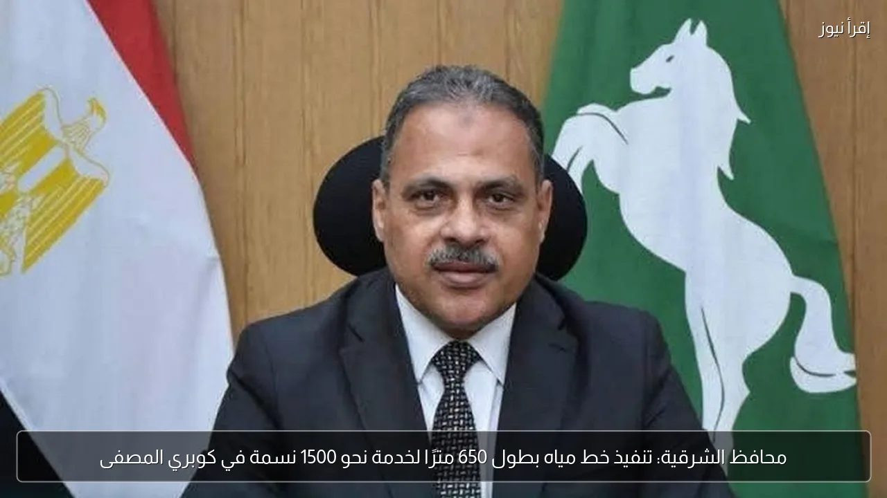محافظ الشرقية: تنفيذ خط مياه بطول 650 مترًا لخدمة نحو 1500 نسمة في كوبري المصفى