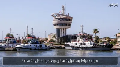 ميناء دمياط يستقبل 9 سفن ويغادر 11 خلال 24 ساعة