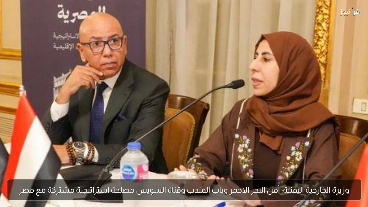 وزيرة الخارجية اليمنية: أمن البحر الأحمر وباب المندب وقناة السويس مصلحة استراتيجية مشتركة مع مصر