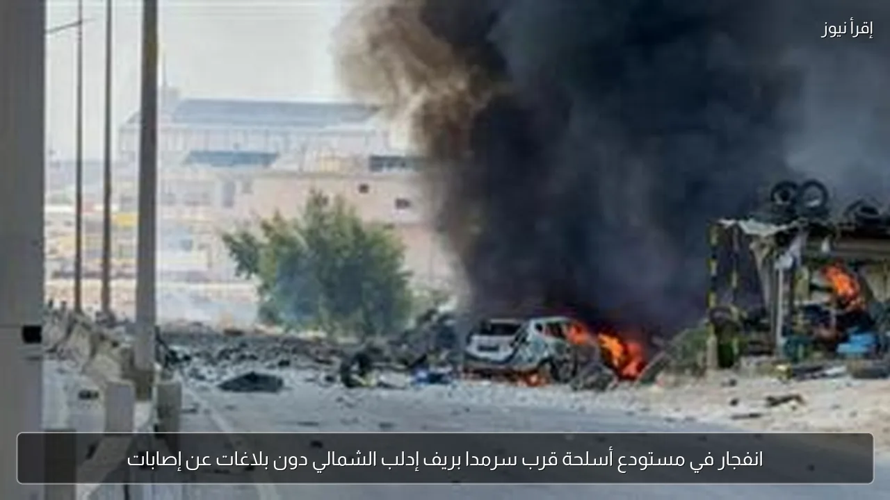 انفجار في مستودع أسلحة قرب سرمدا بريف إدلب الشمالي دون بلاغات عن إصابات