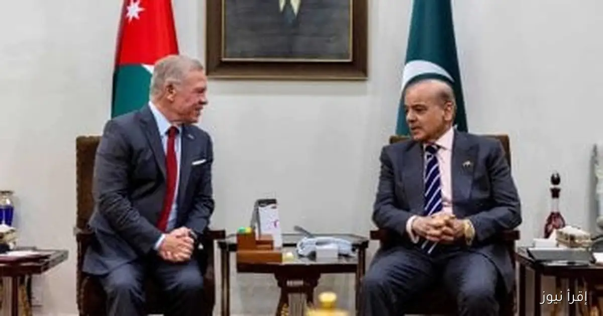 العاهل الأردني ورئيس وزراء باكستان يؤكدان دعمهما لحل الدولتين ويرفضان تهجير الفلسطينيين