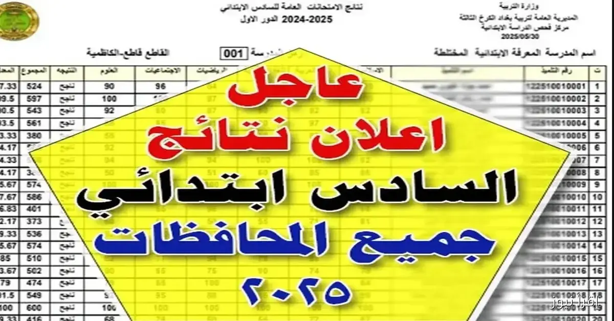 “mlazemna” نتائج السادس الابتدائي الدور الثالث 2025 في جميع المراكز العراقية